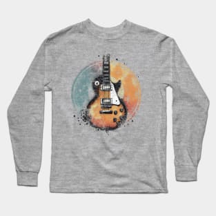 Vintage Guitar Paint Splash Graphic Tee | Vintage Guitar Enthusiast Long Sleeve T-Shirt